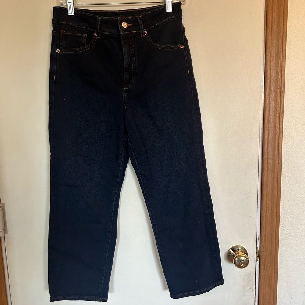 Express straight ankle  high-rise 4S dark wash denim jeans